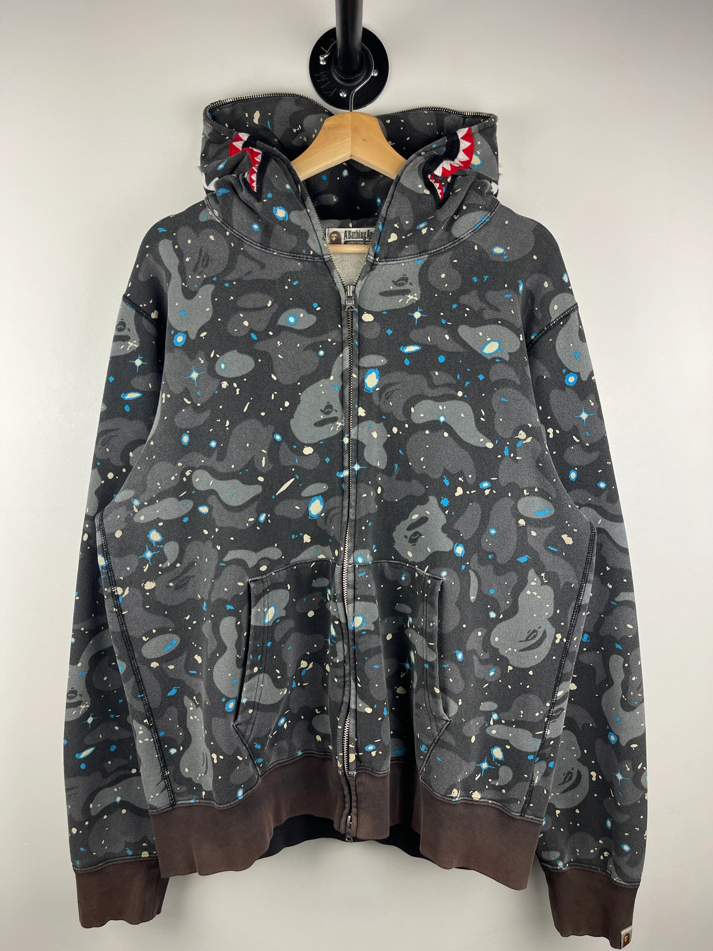 Bape SS19 Space Camo Shark WGM Black Full Zip Hoodie