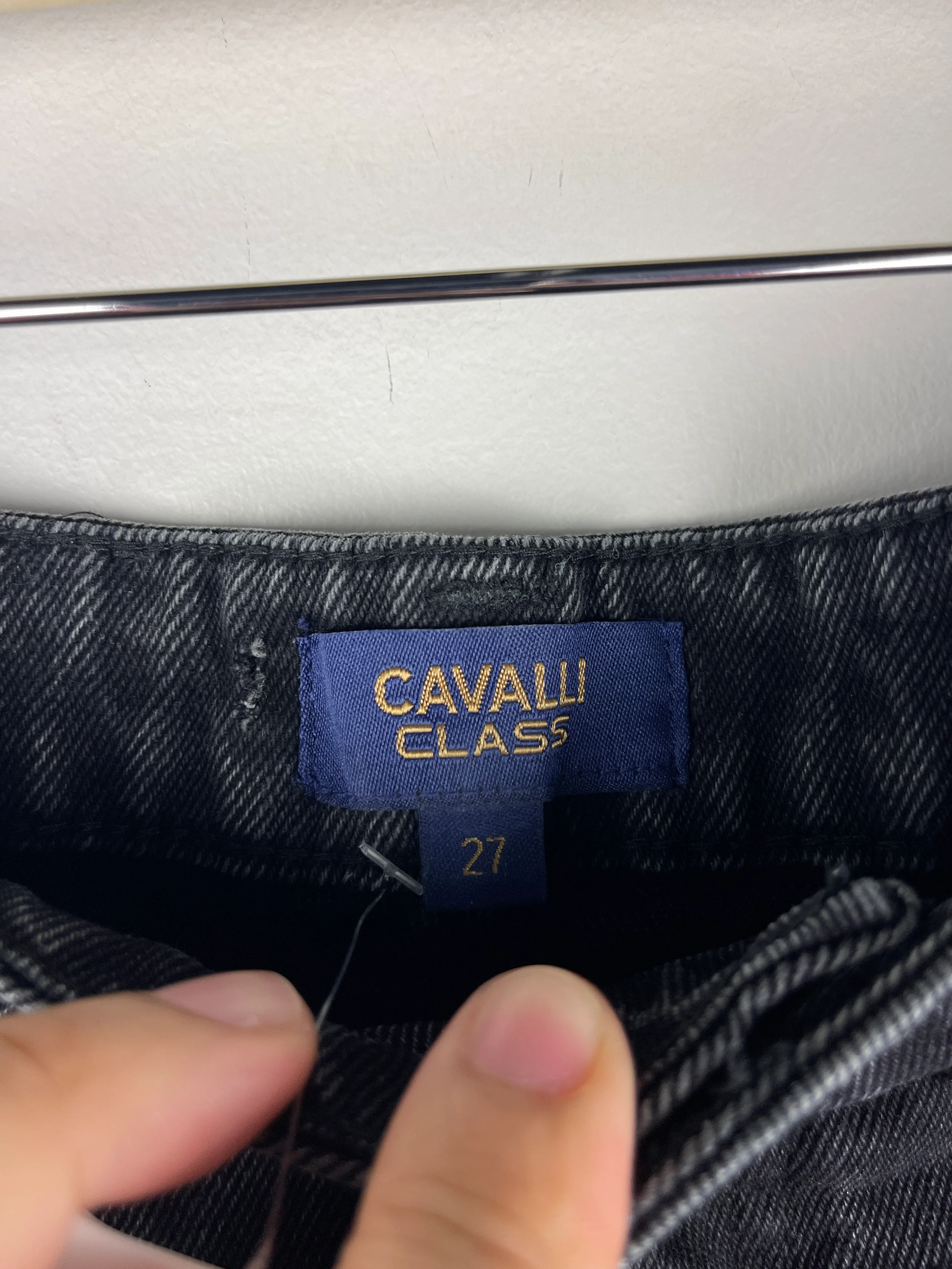 Cavalli Class By Roberto Cavalli Frayed Hem Women's Black Denim Shorts - Image 4