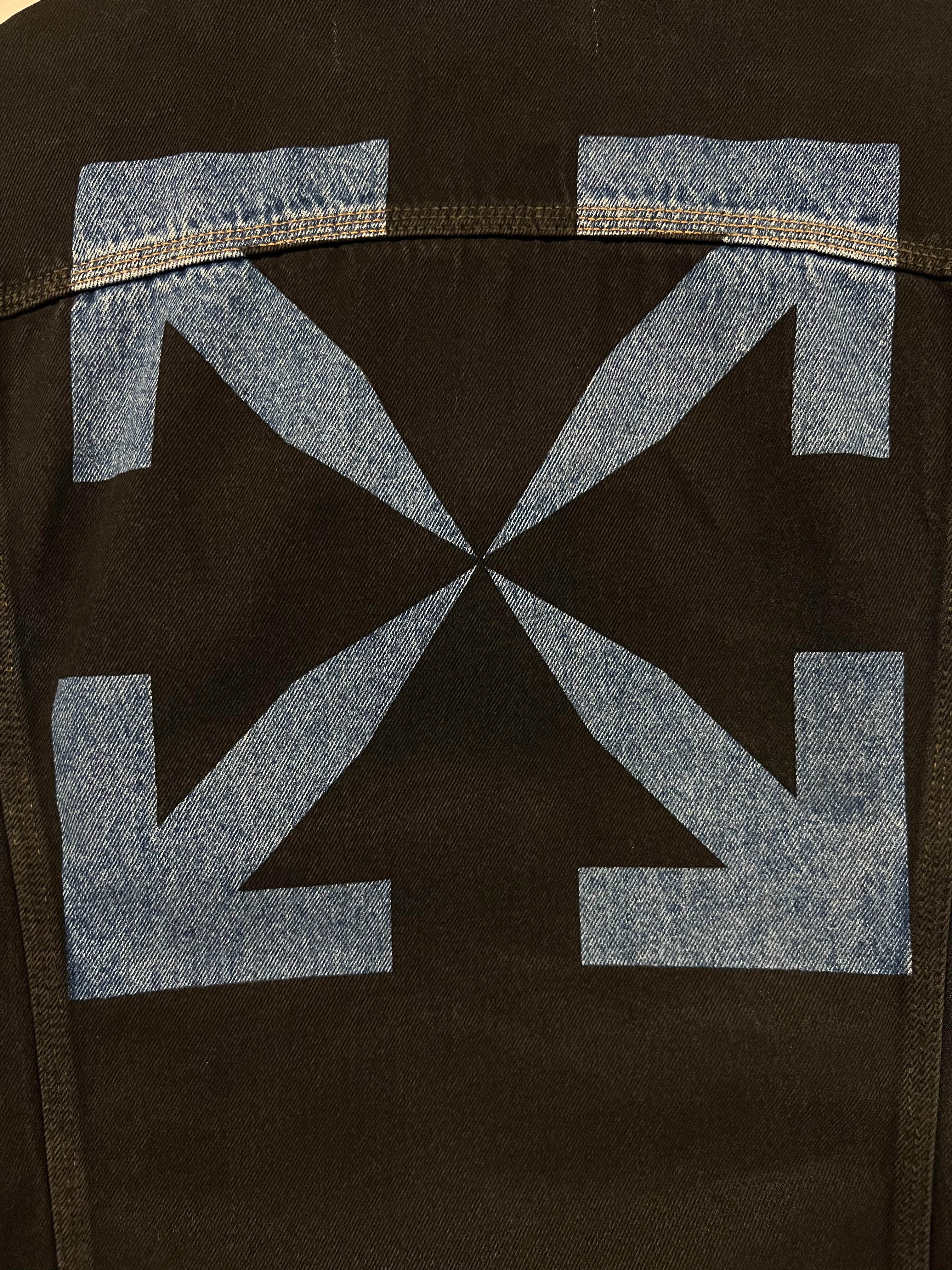 Off White Stencil Arrows Black Denim Trucker Jacket - Image 3