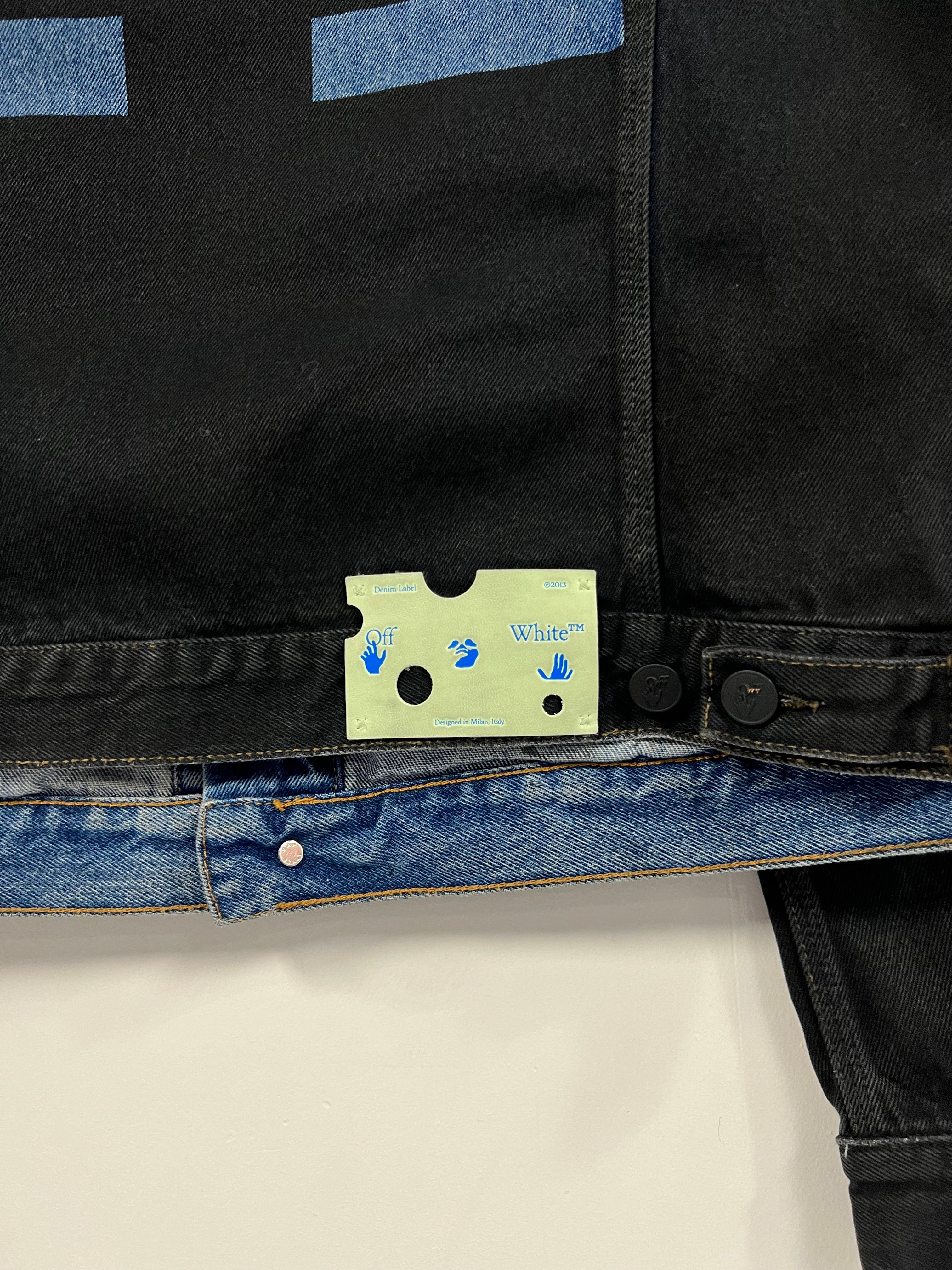 Off White Stencil Arrows Black Denim Trucker Jacket - Image 5