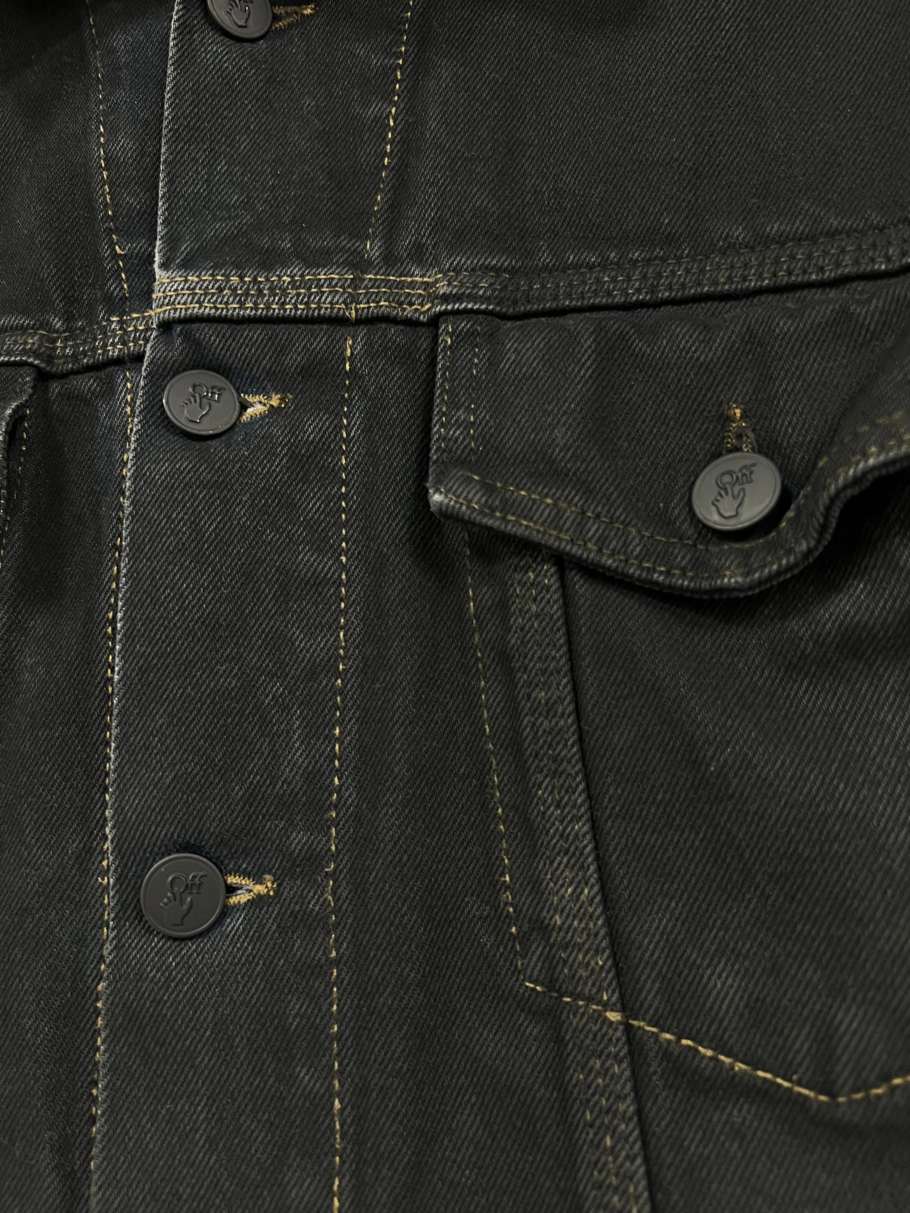 Off White Stencil Arrows Black Denim Trucker Jacket - Image 6