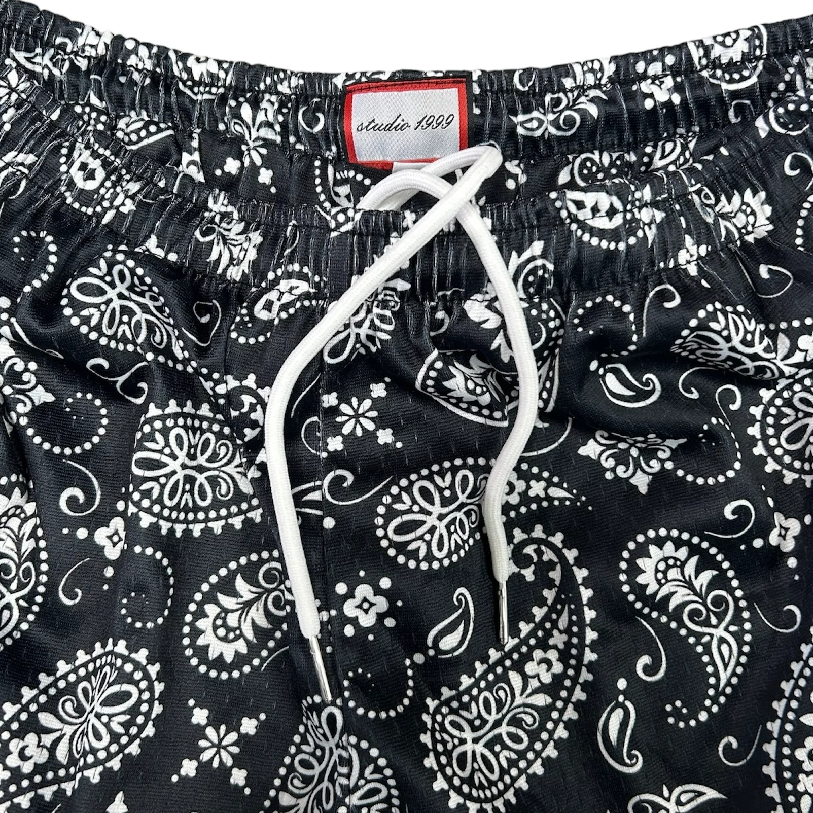 Studio 1999 x VMH Black Paisley Mesh Shorts - Image 3