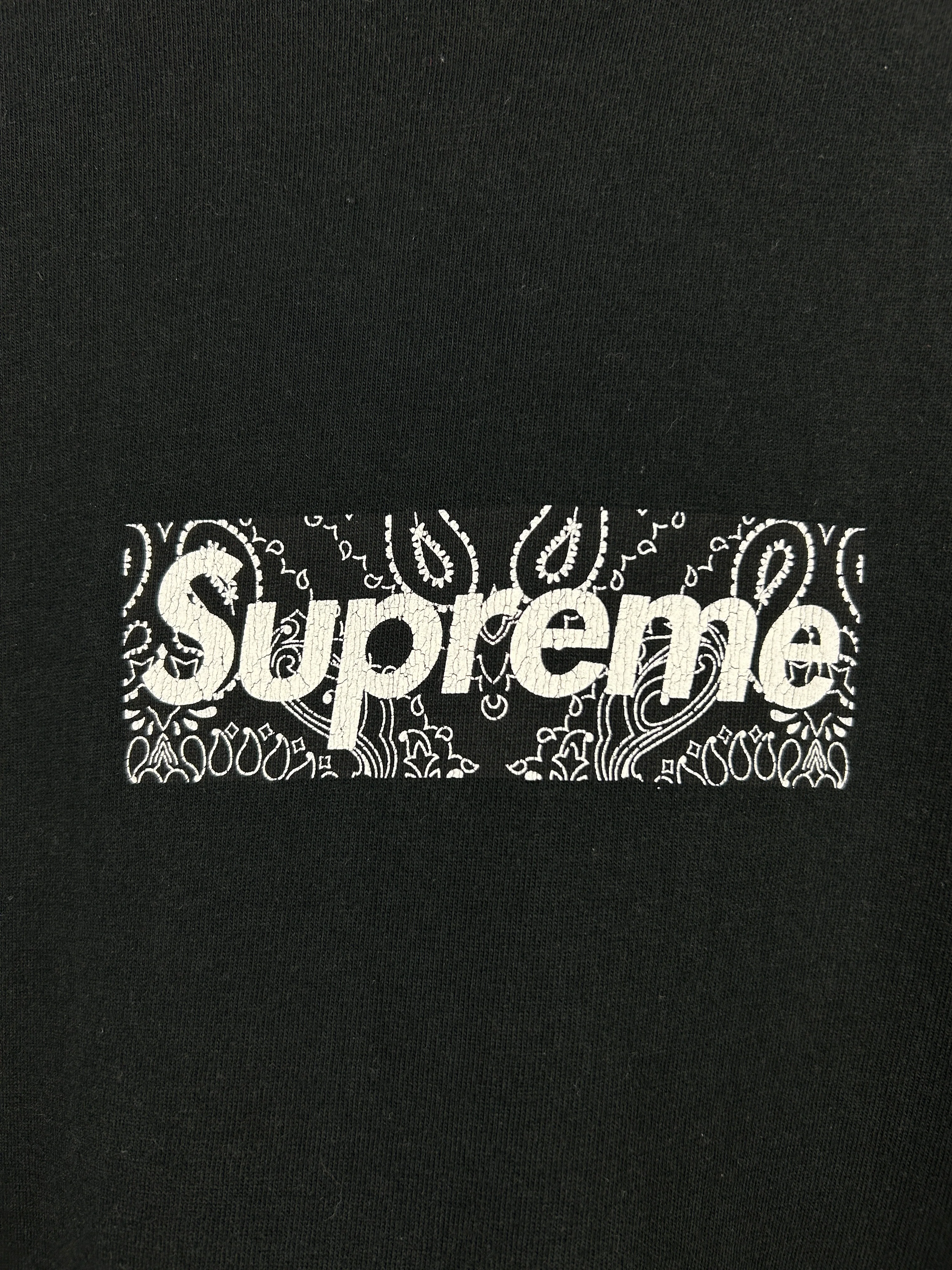 Supreme FW19 Bandana Box Logo Black Tee - Image 3