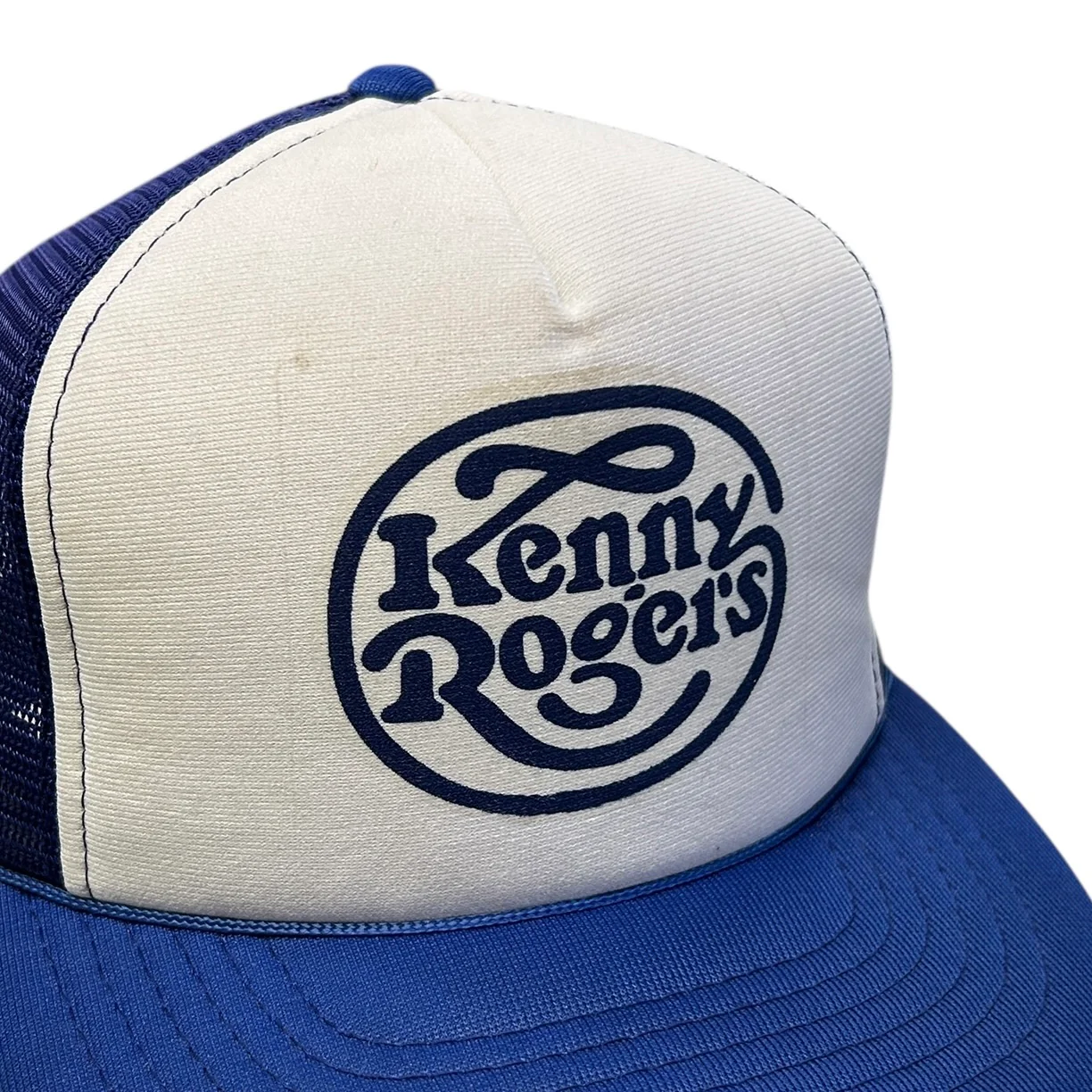 Vintage 80s Kenny Rogers Navy Trucker Snapback Hat - Image 2
