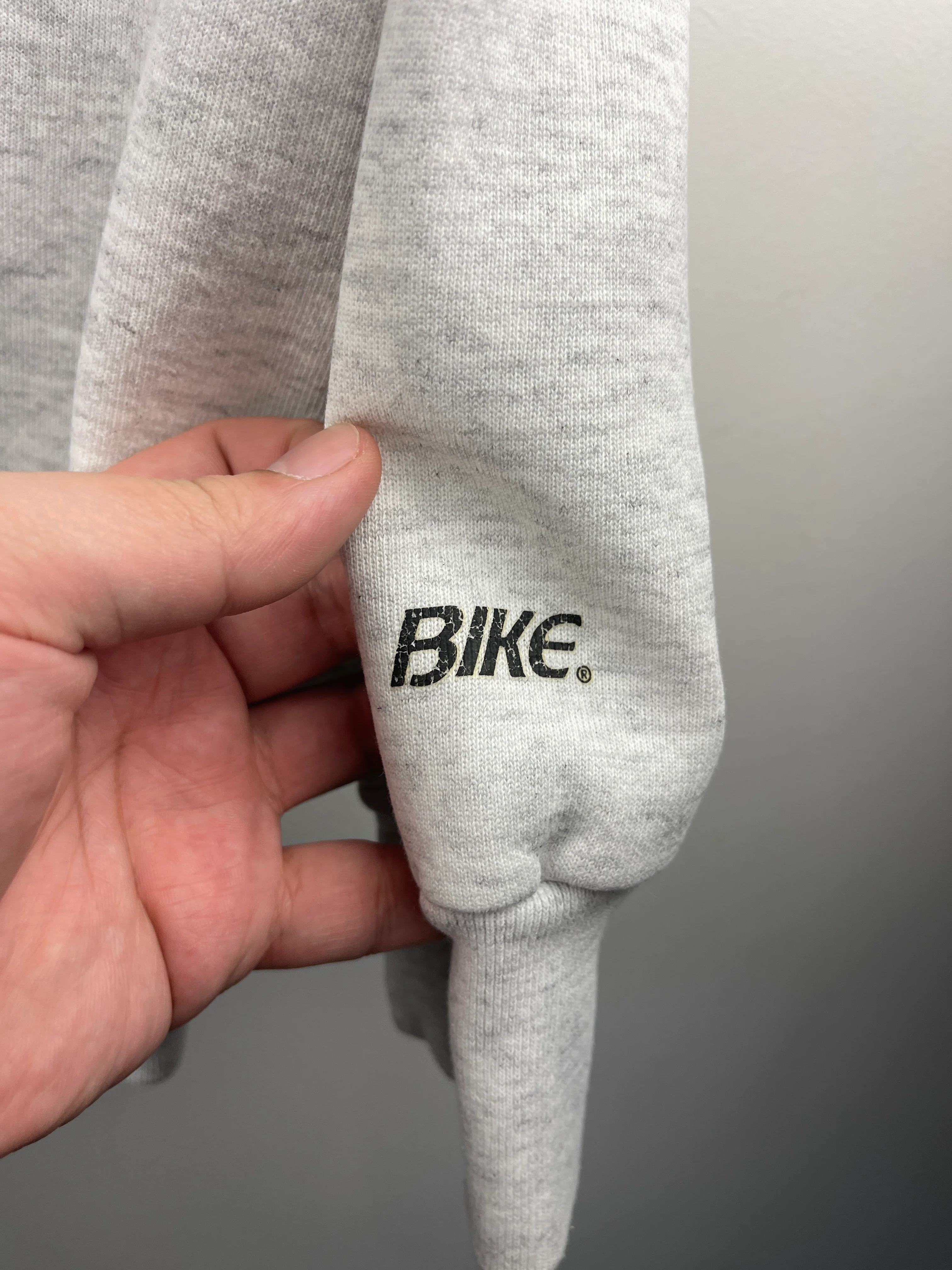 Vintage 90s Bike Kansas Embroidered Grey Hoodie - Image 4