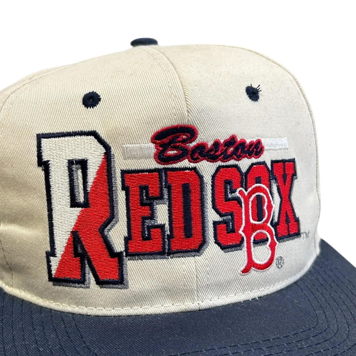 Vintage 90s MLB Boston Red Sox Beige Snapback Hat - Image 2