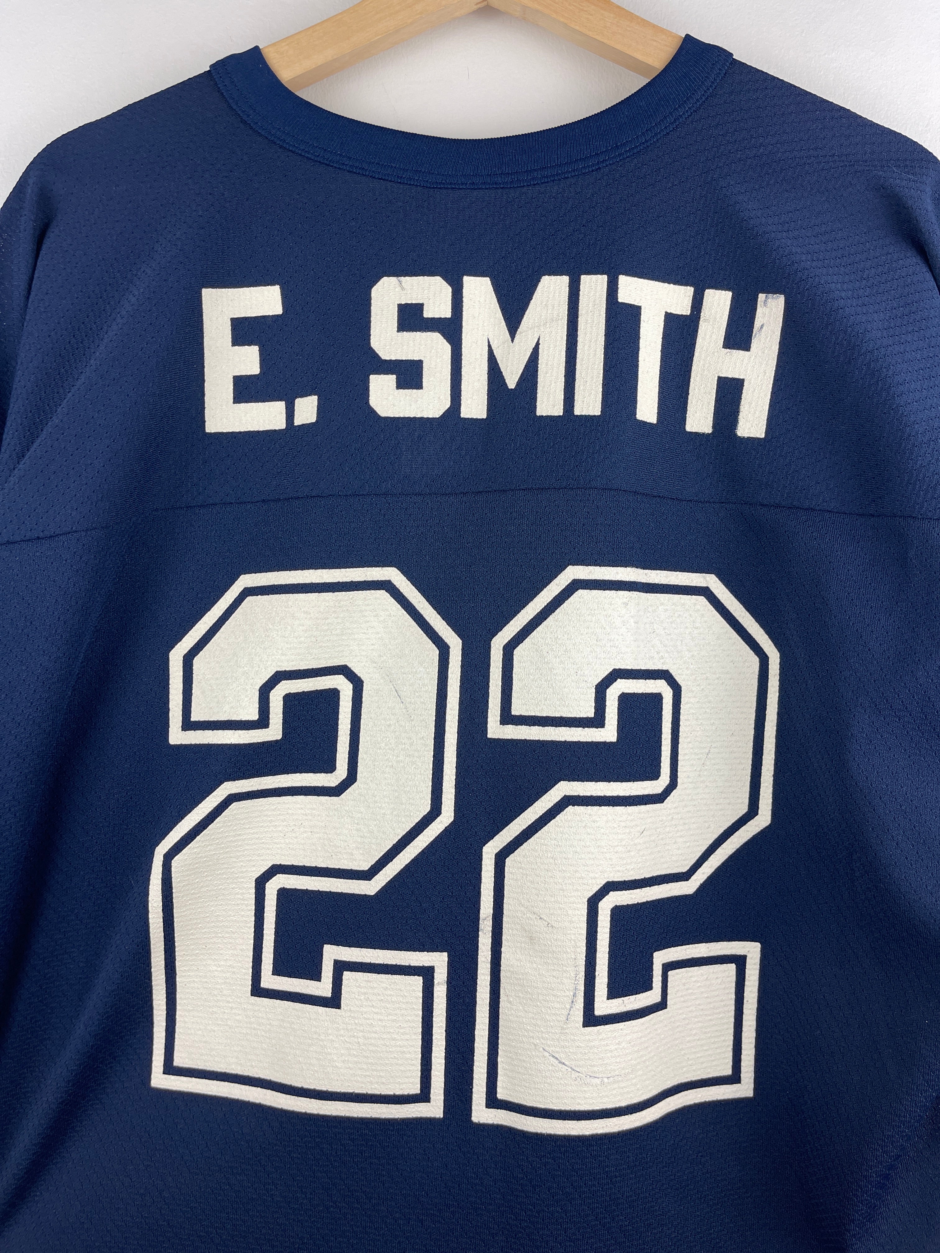 Vintage 90s NFL Logo 7 Dallas Cowboys E. Smith Navy Football Jersey - Image 4