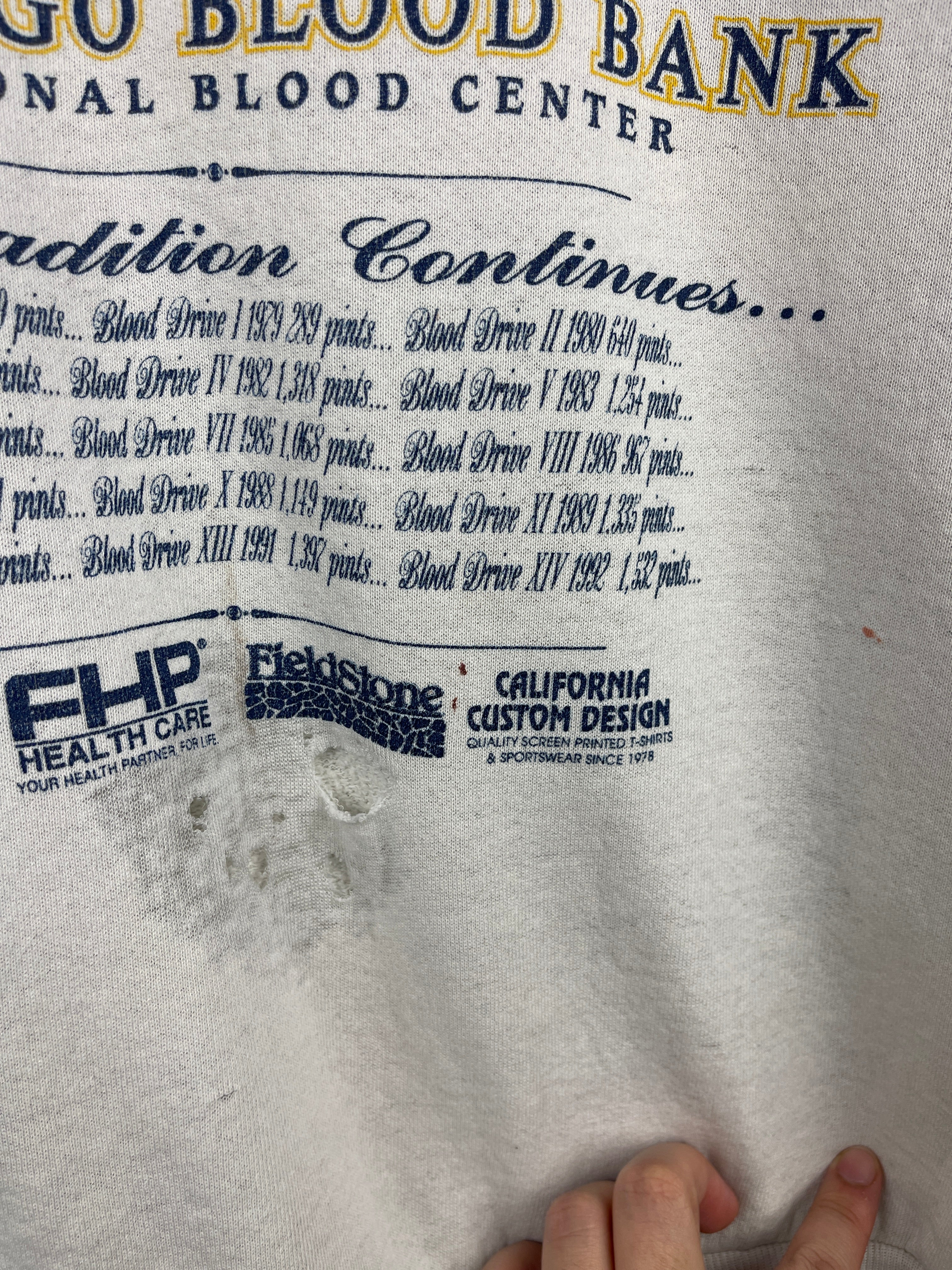 Vintage 90s NFL San Diego Chargers Blood Drive White Crewneck - Image 4