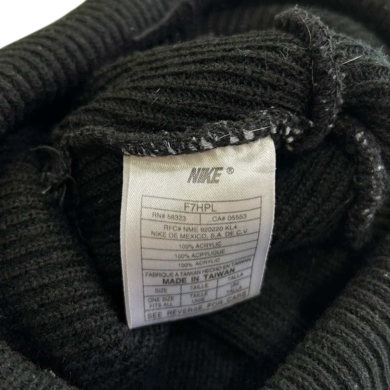 Vintage 90s Nike Swoosh Striped Black Beanie - Image 3