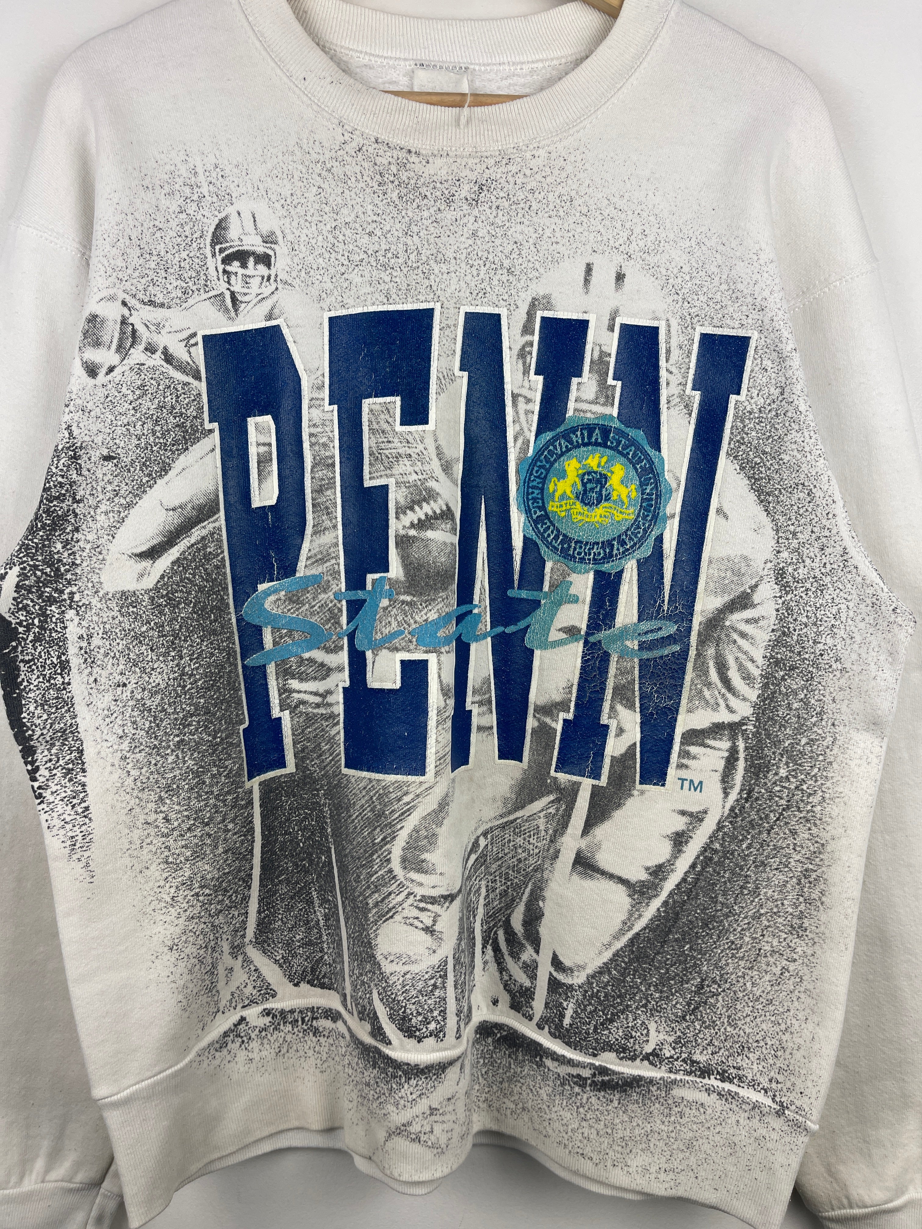 Vintage 90s Penn State Nittany Lions Football All Over Print White Crewneck - Image 3