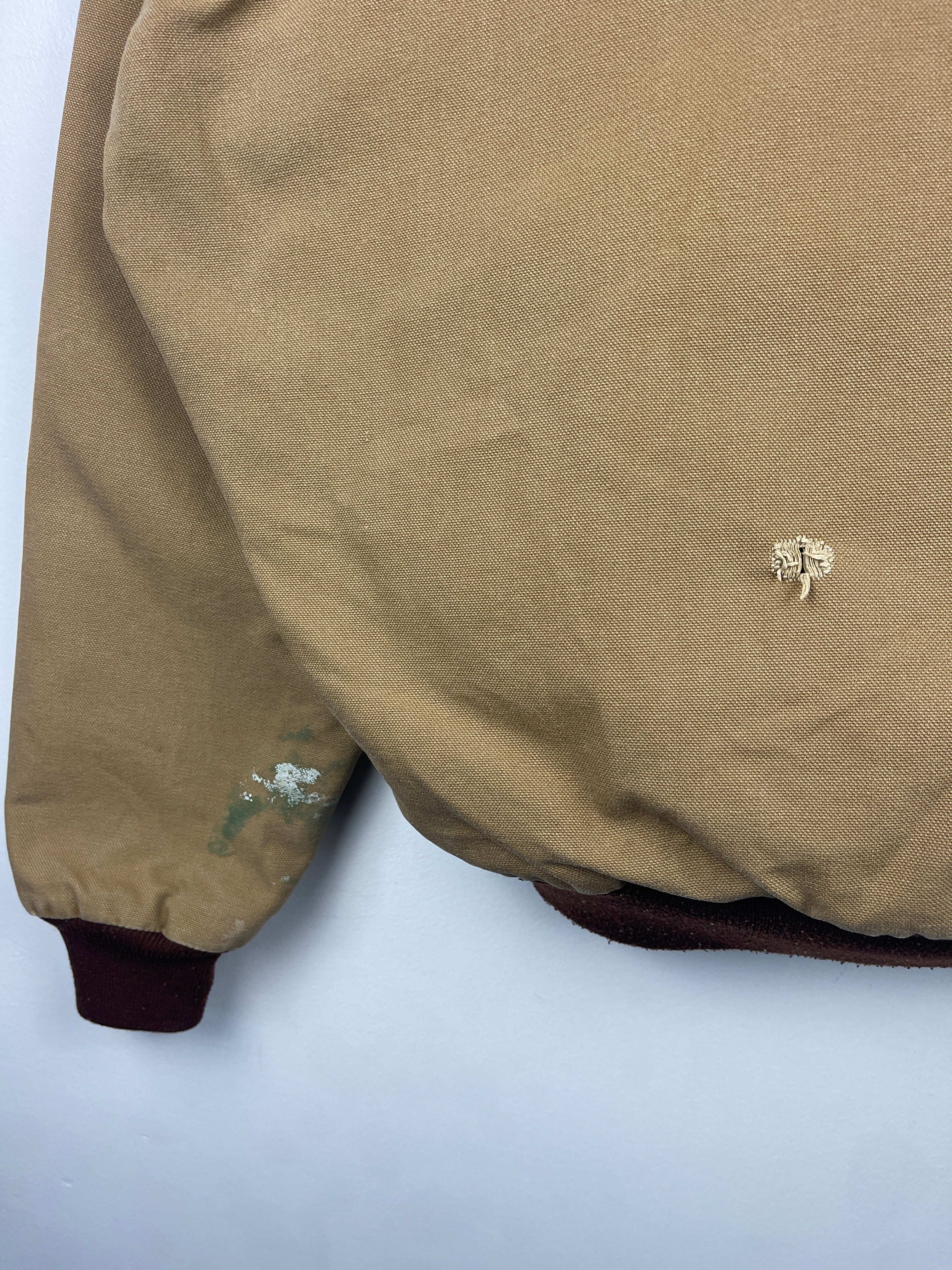 Vintage 90s Real Work Wear Light Brown Hooded Work Jacket - Image 7