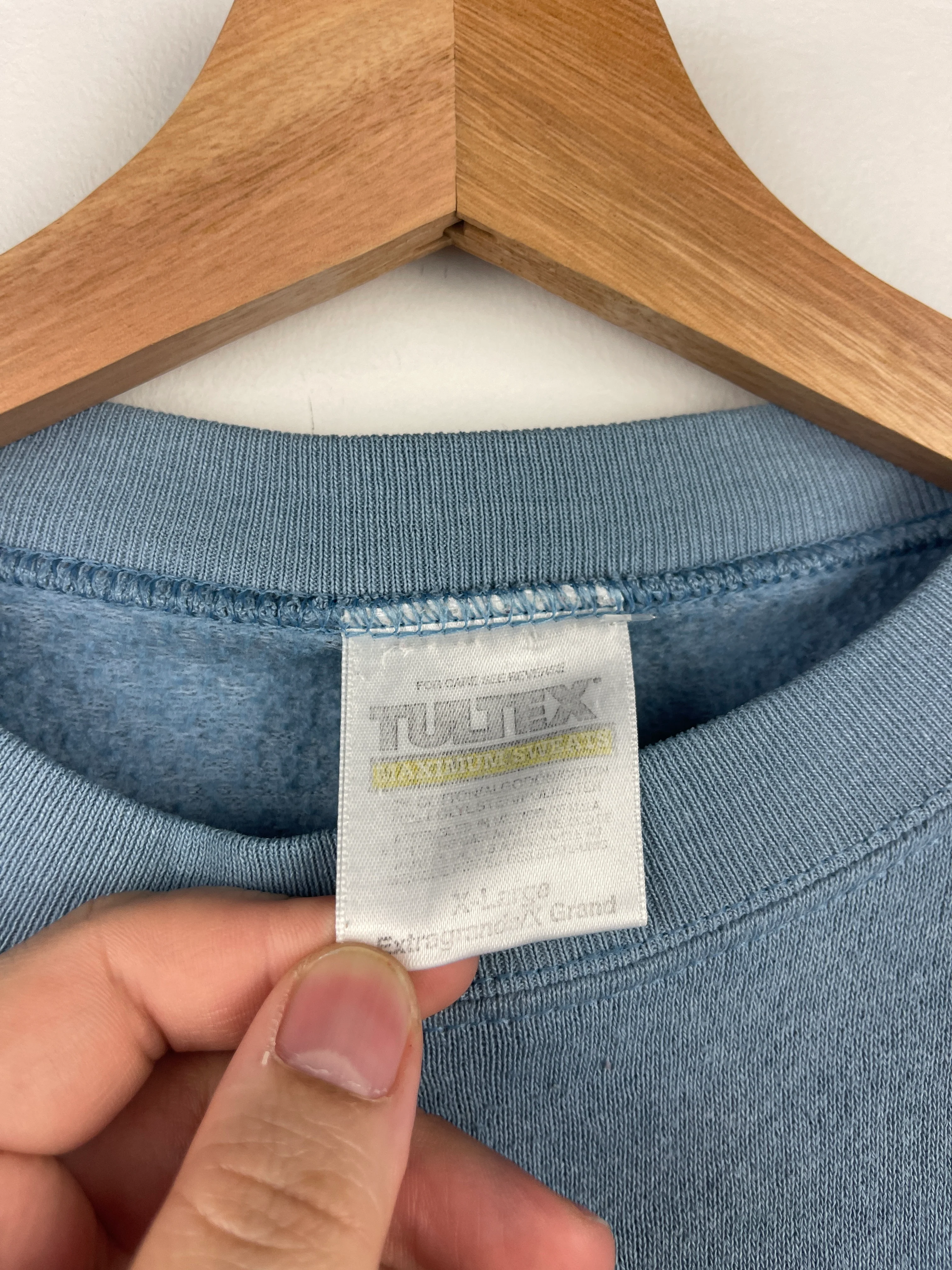 Vintage 90s Tultex Blank Baby Blue Crewneck - Image 5