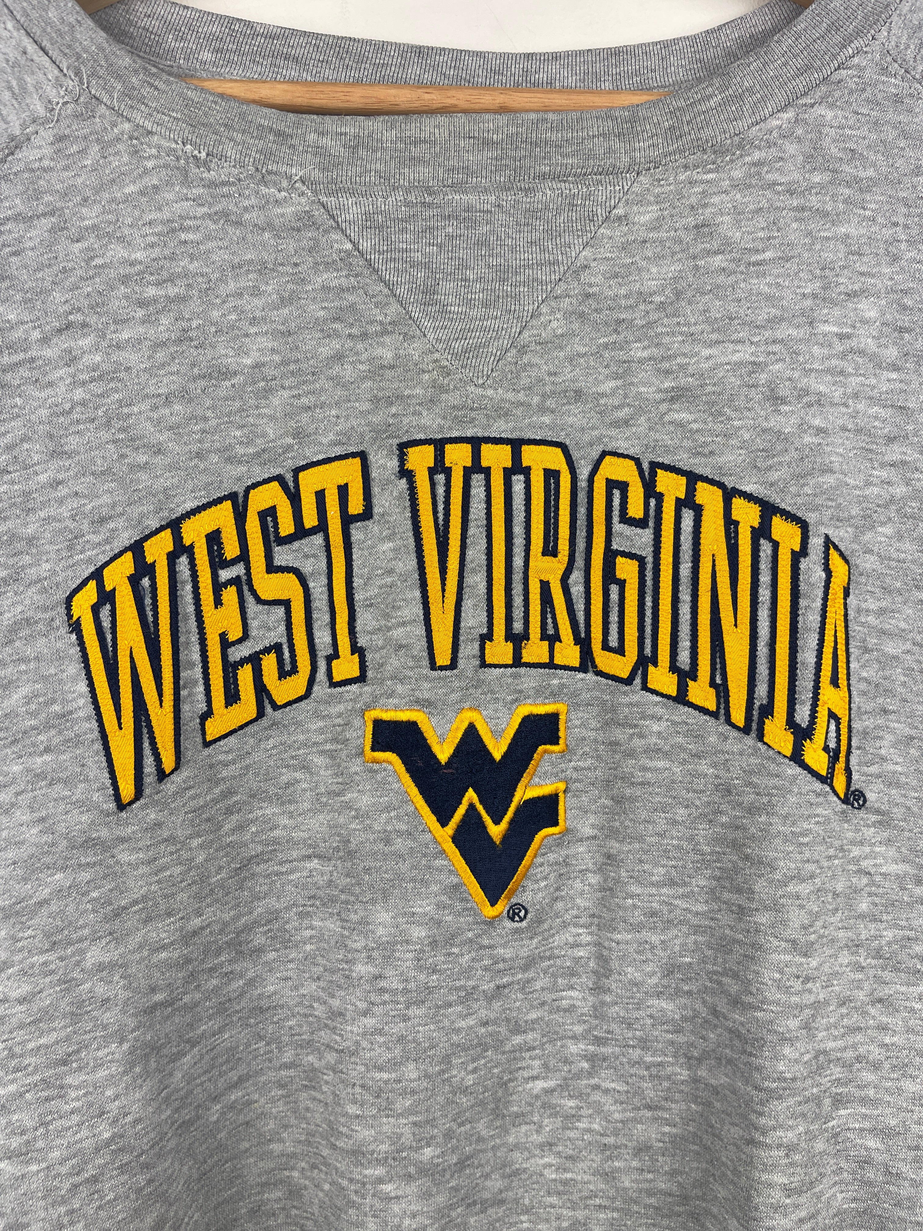 Vintage 90s West Virginia University Embroidered Grey Crewneck - Image 3