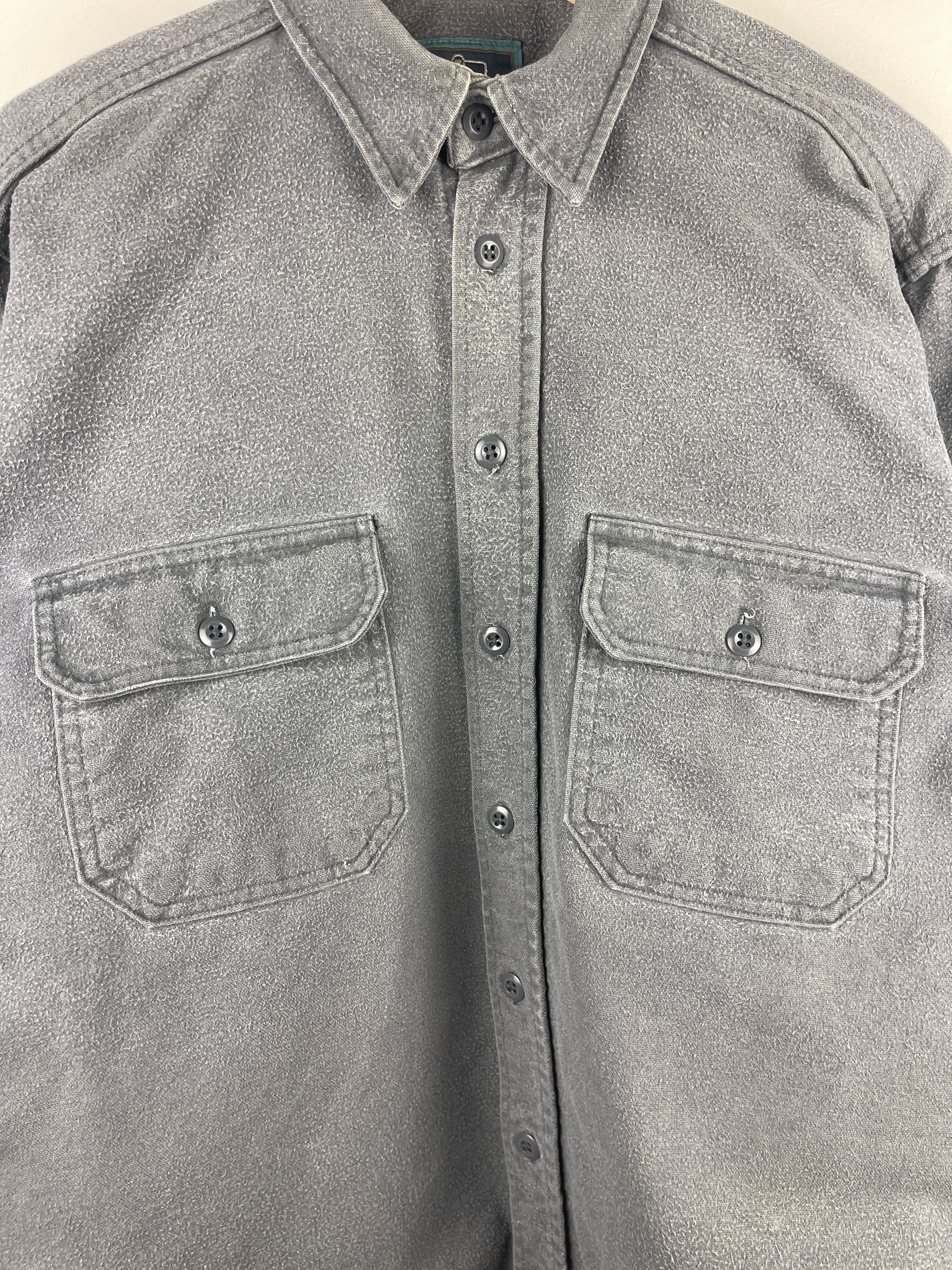 Vintage 90s Woolrich Grey Button Up Long Sleeve Shirt - Image 3