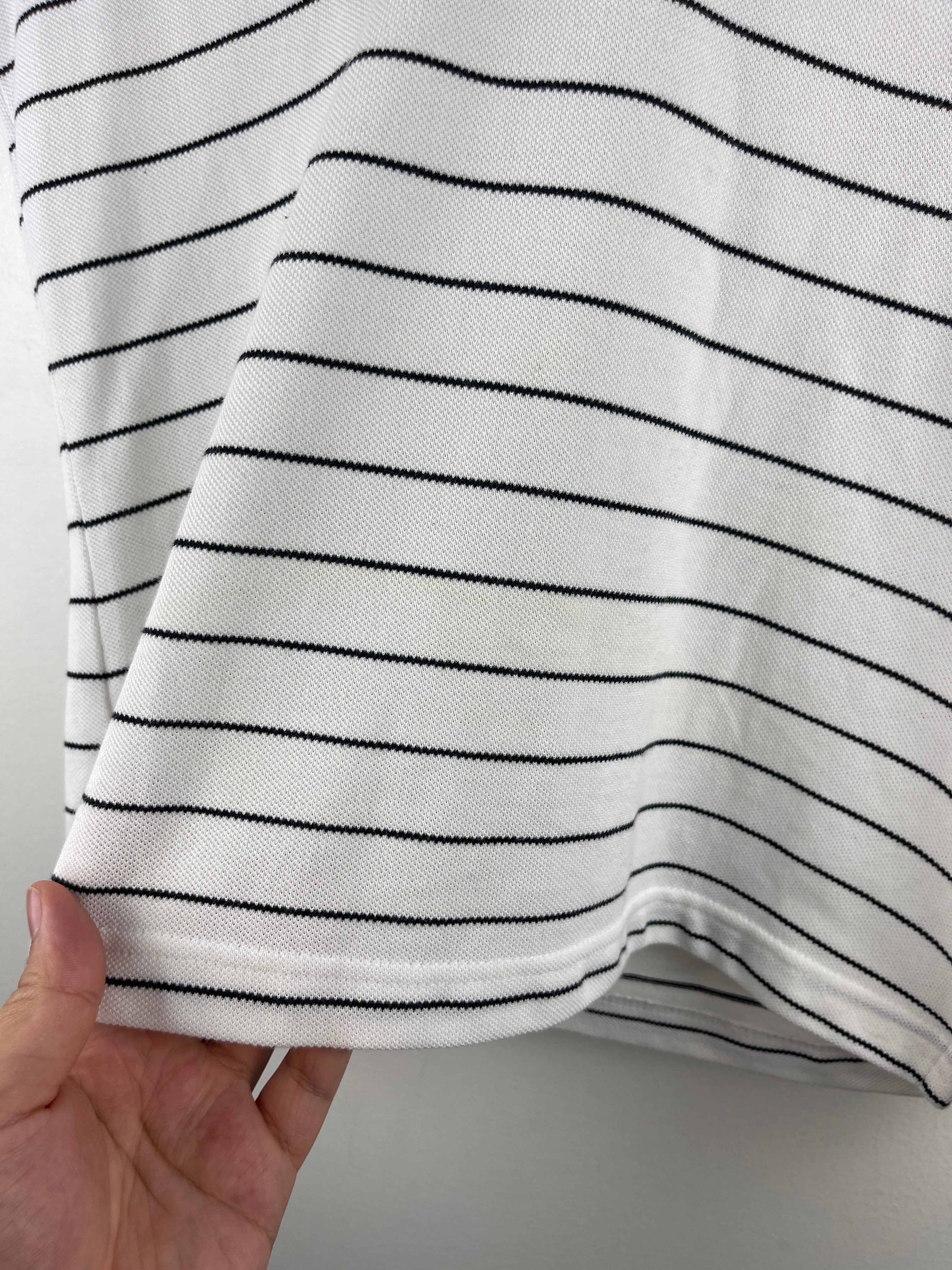 Vintage Adidas White Striped Women’s Polo Shirt - Image 5
