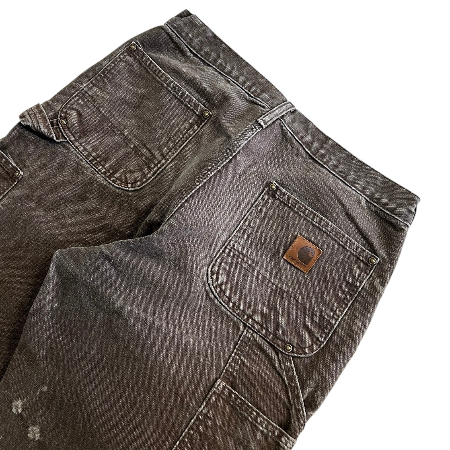 Vintage Carhartt Double Knee Dark Brown Faded Work Pants - Image 6