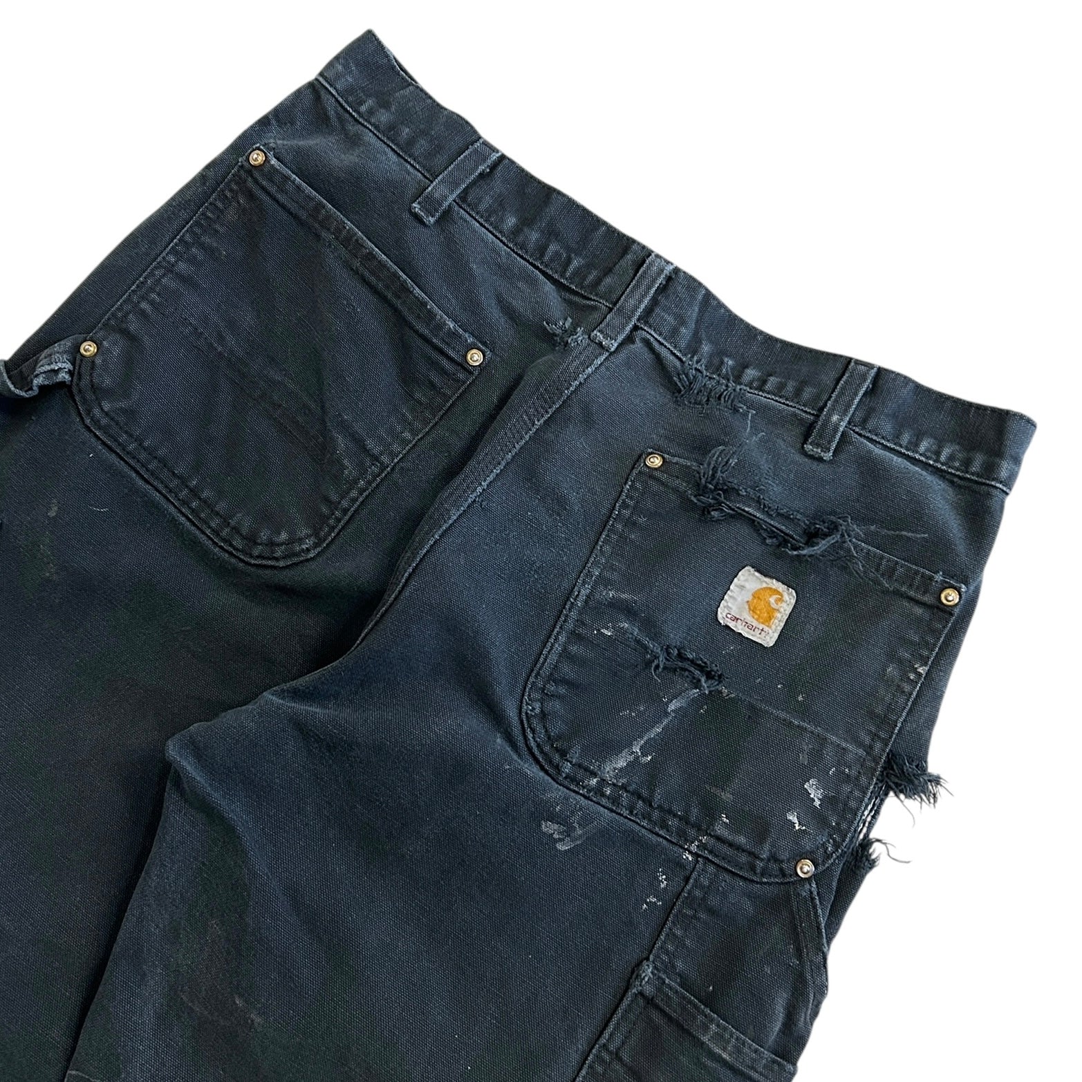 Vintage Carhartt Double Knee Thrashed Black Work Pants - Image 4