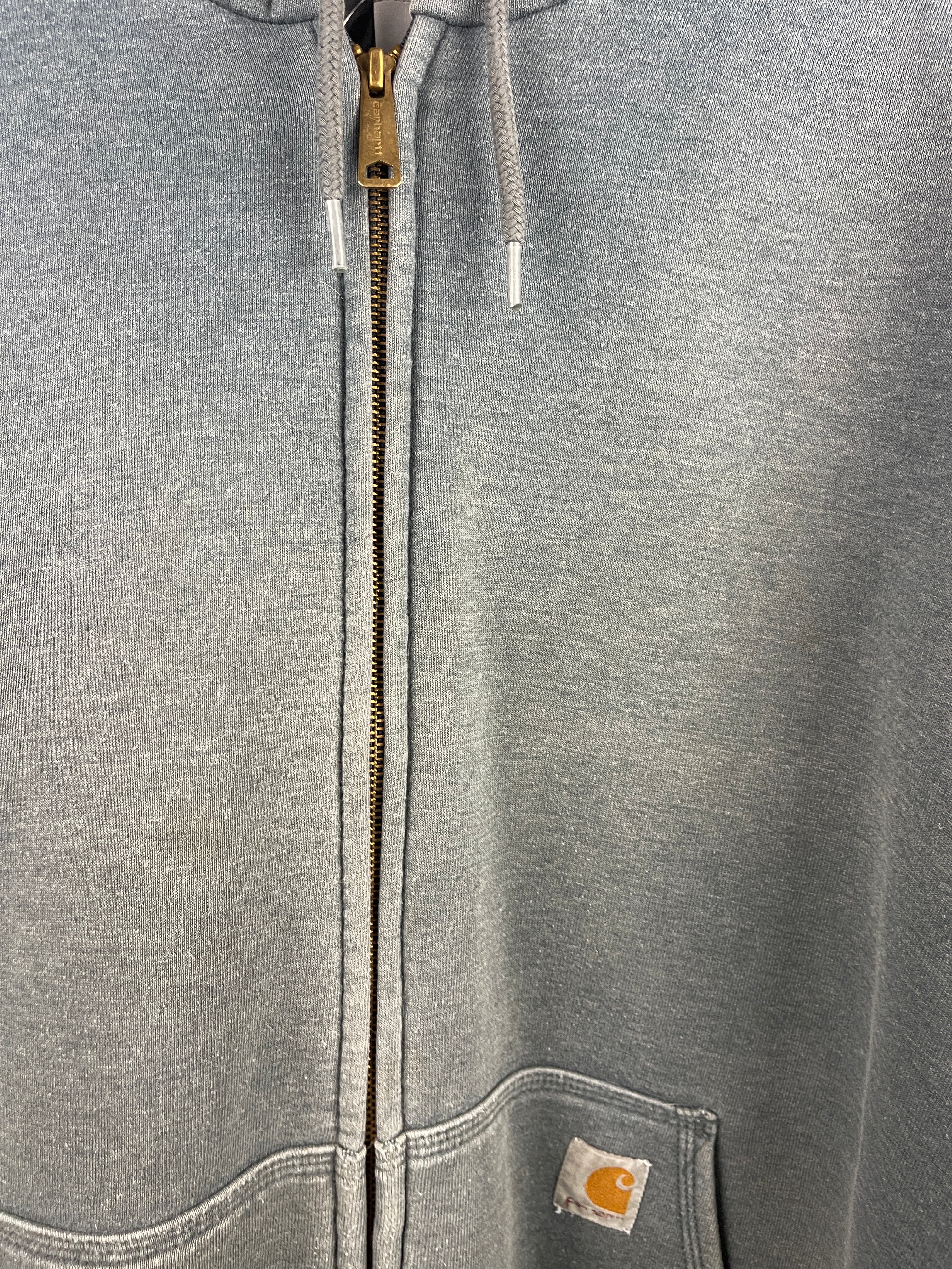 Vintage Carhartt Patch Insulated Faded Grey Zip Up Hoodie - Image 5