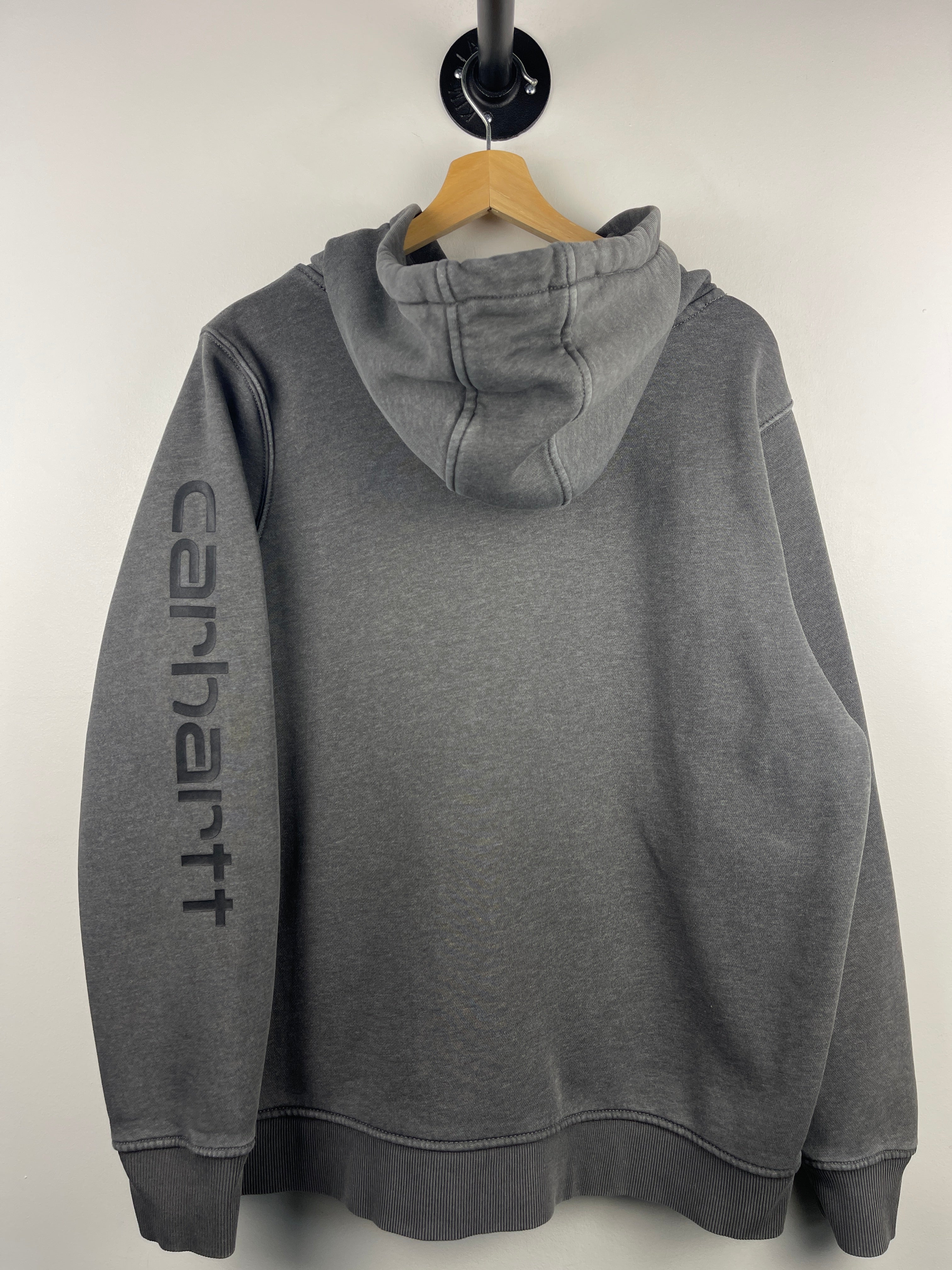 Vintage Carhartt Spellout Dark Grey Hoodie - Image 2