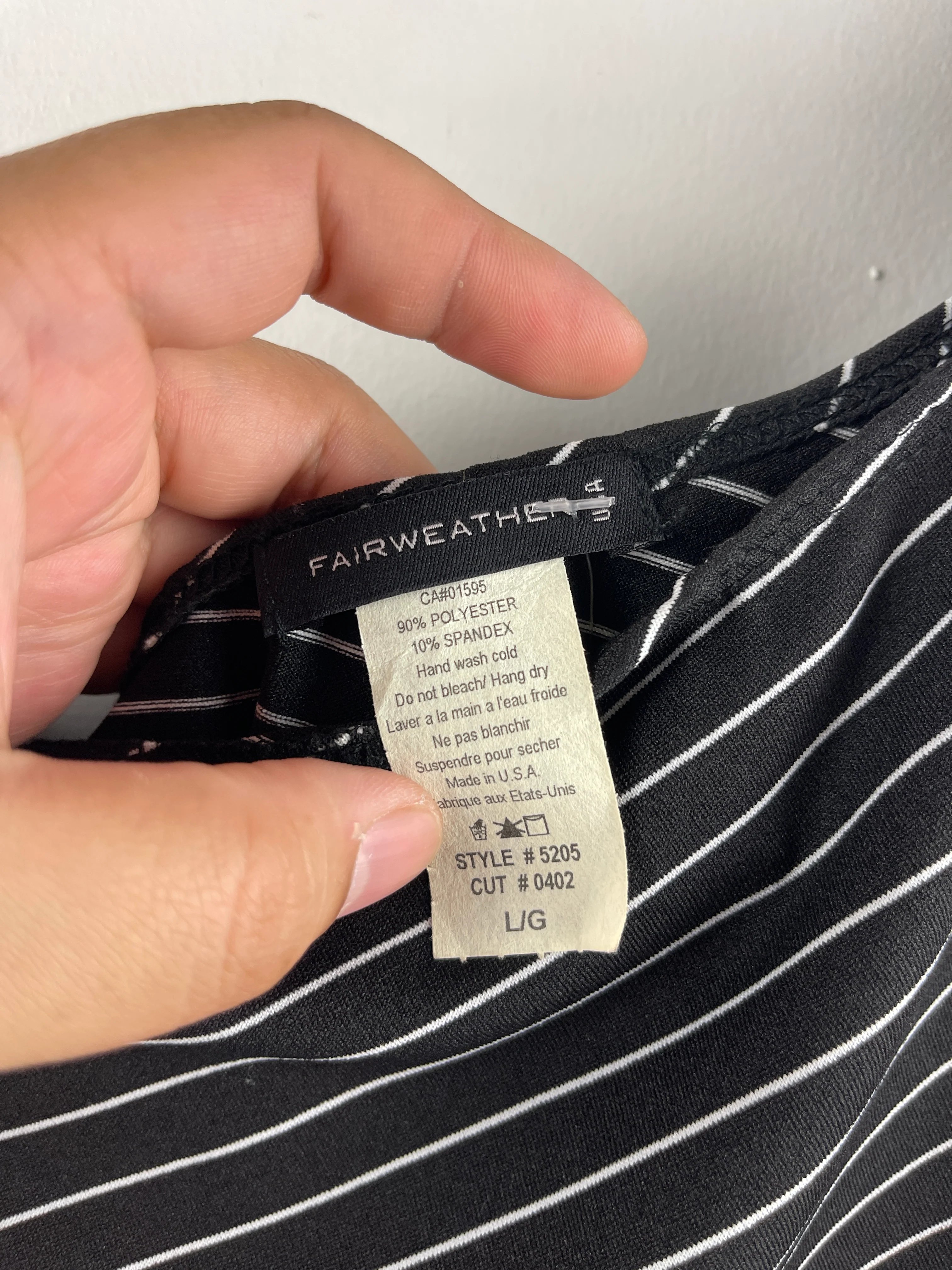 Vintage 90s Fairweather Women's Black & White Striped One-Shoulder Top - Image 4