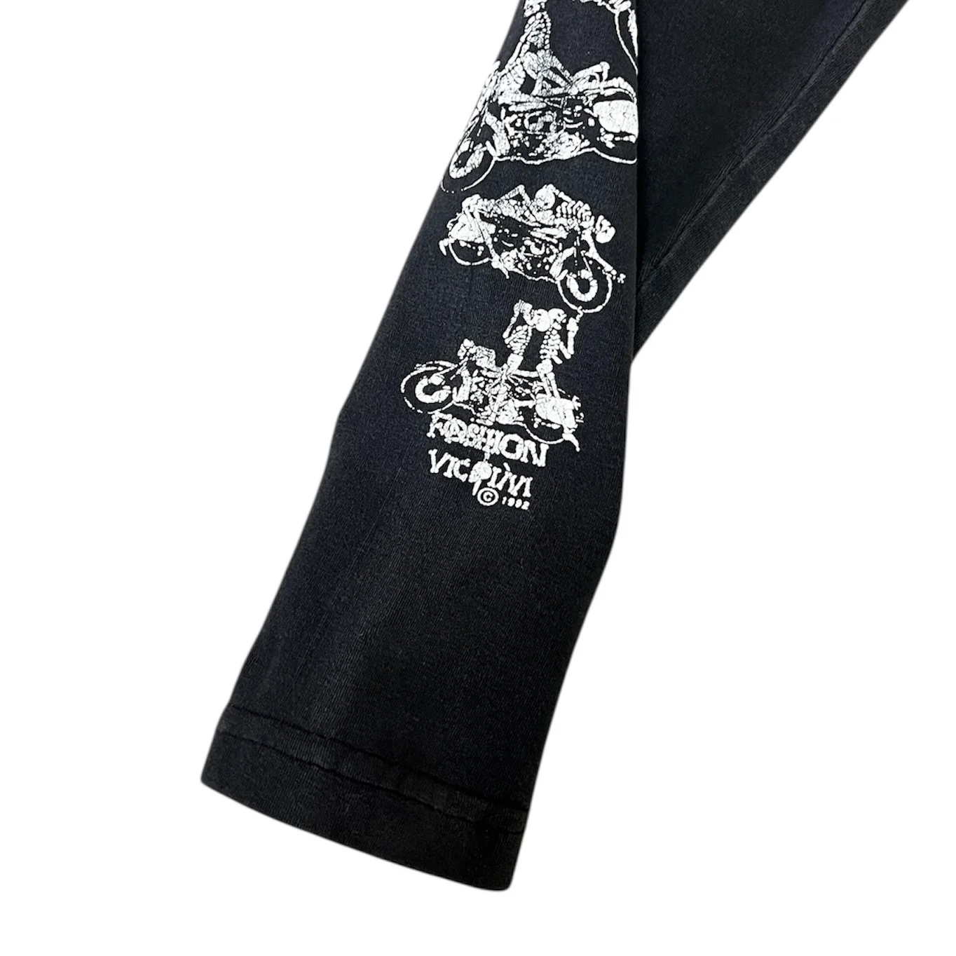 Vintage Fashion Victim Unsafe Skeleton Motorcycle Sex Position Black Women’s Leggings - Image 4