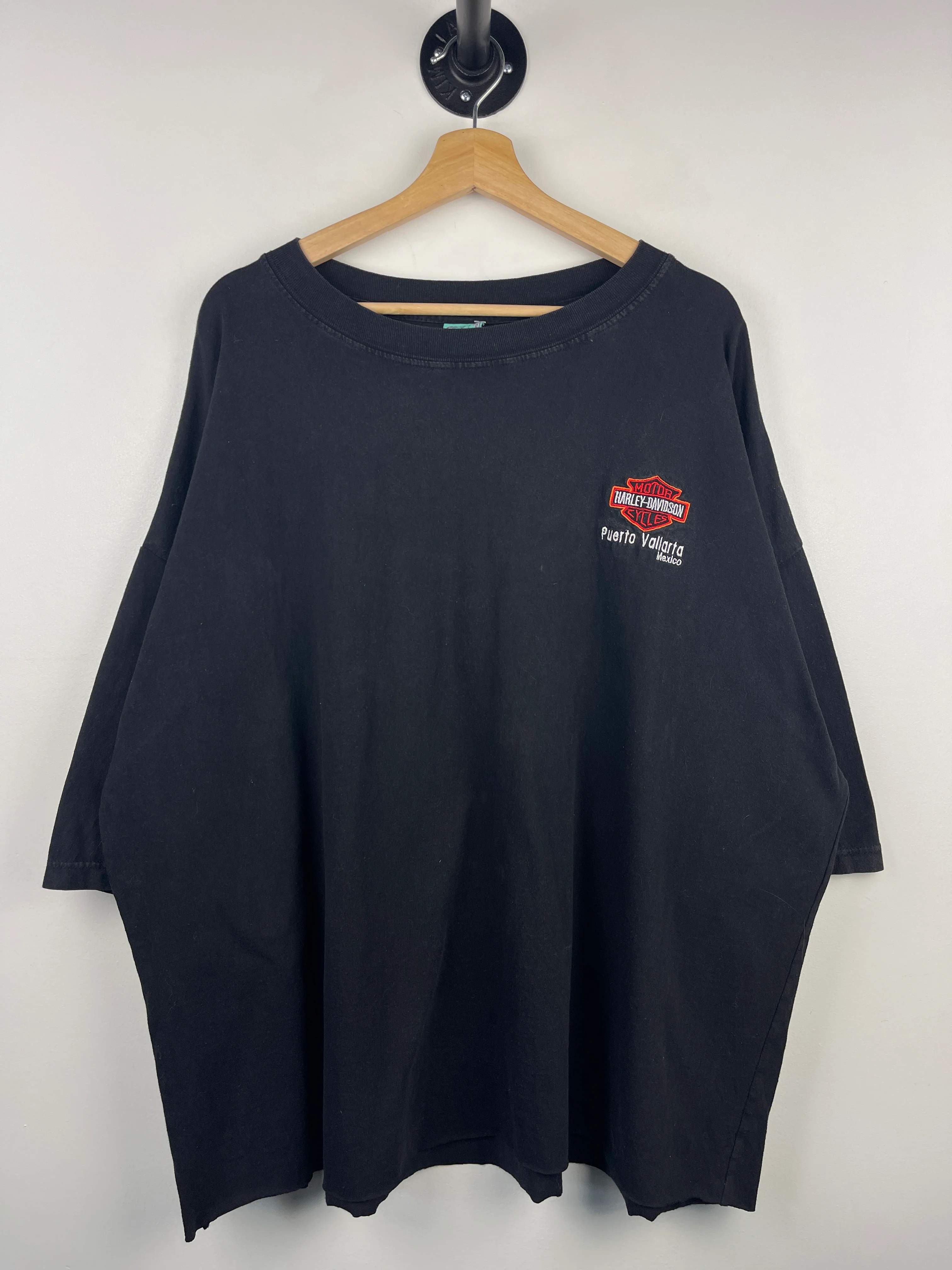 Vintage Harley Davidson Puerto Vallarta Mexico Embroidered Black Tee - Image 2