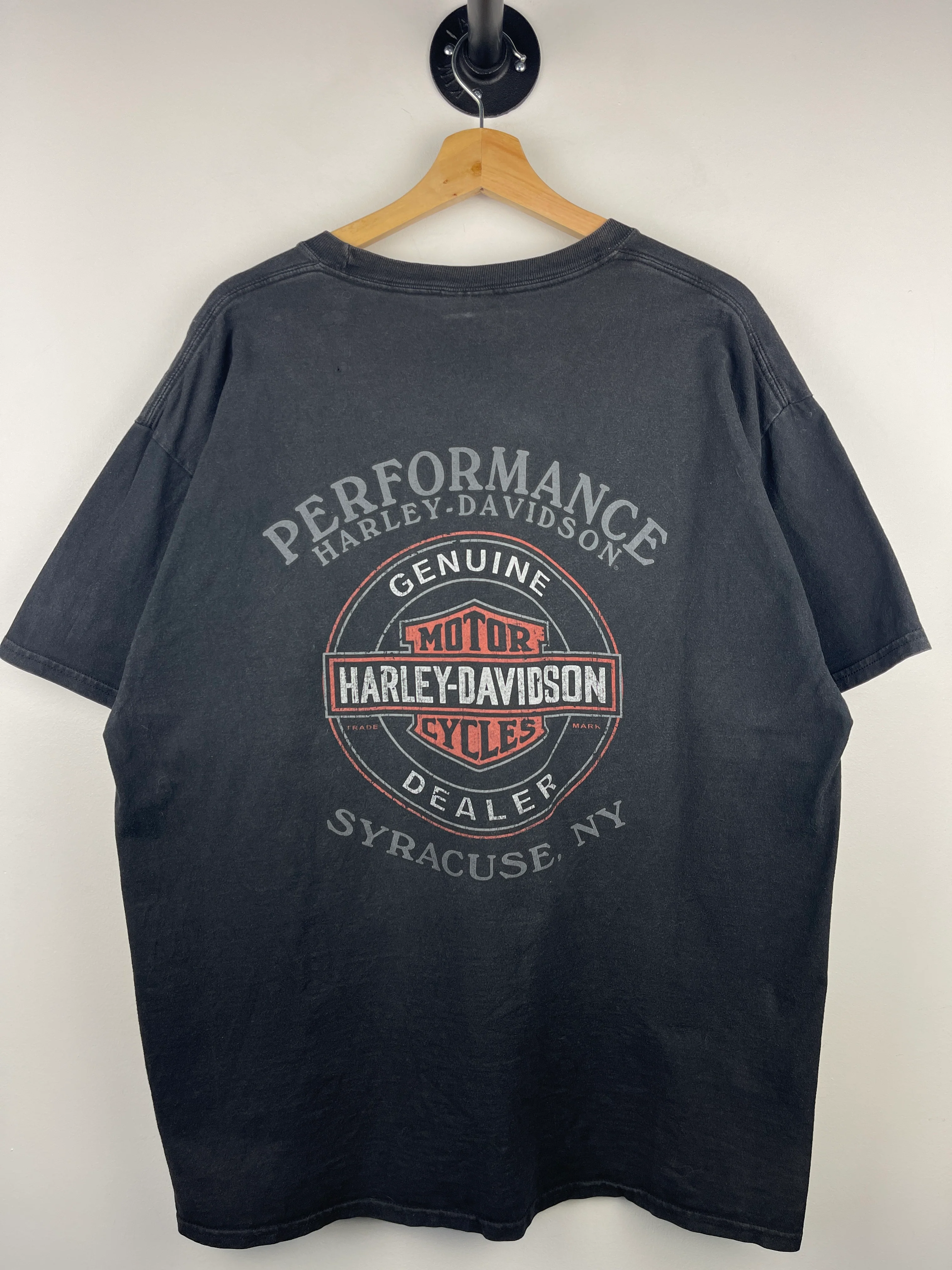 Vintage Harley Davidson Skull Syracuse New York Black Tee - Image 2