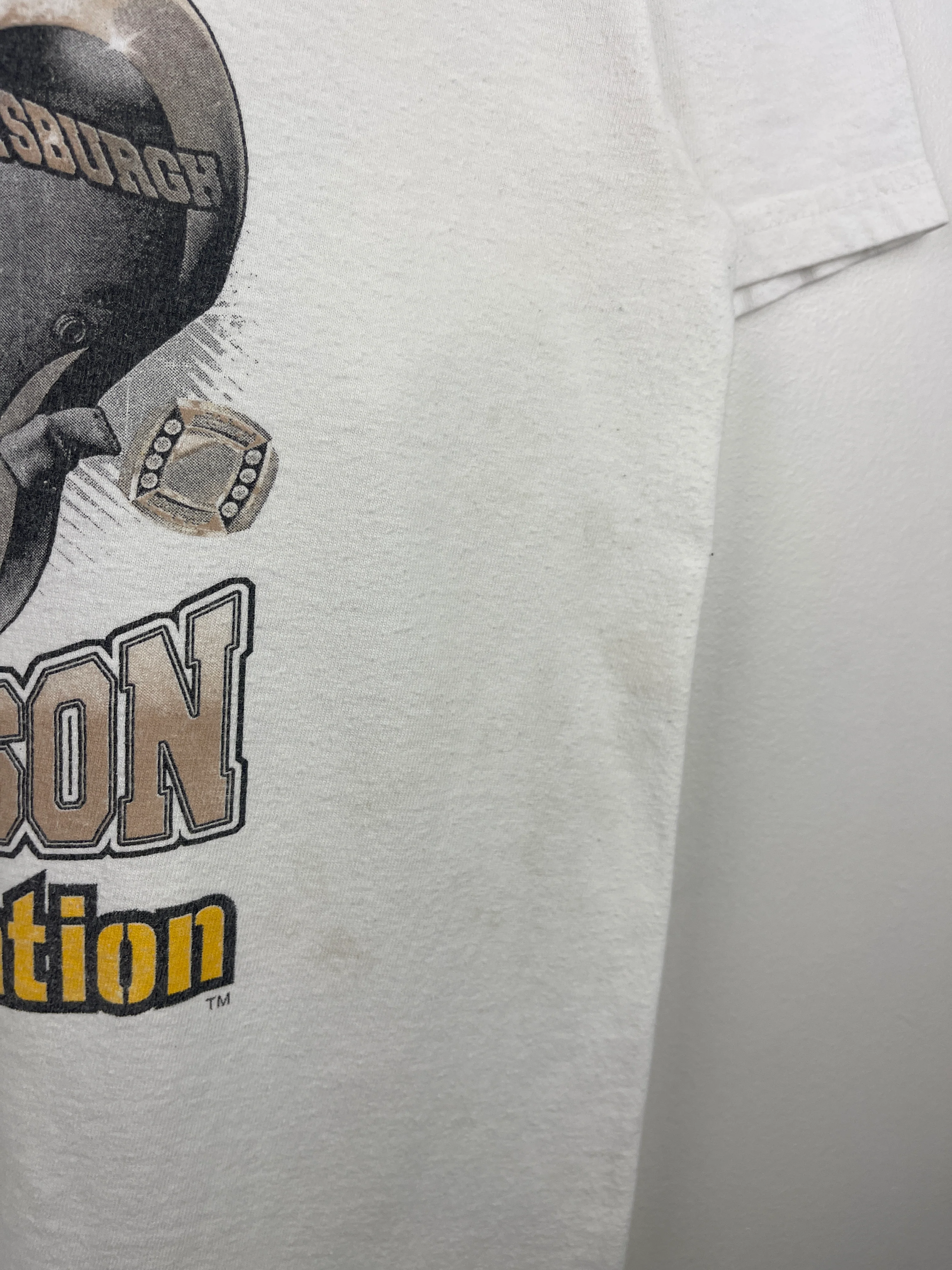 Vintage NFL NHL Pittsburgh Steelers & Penguins City Of Champions White Tee - Image 4