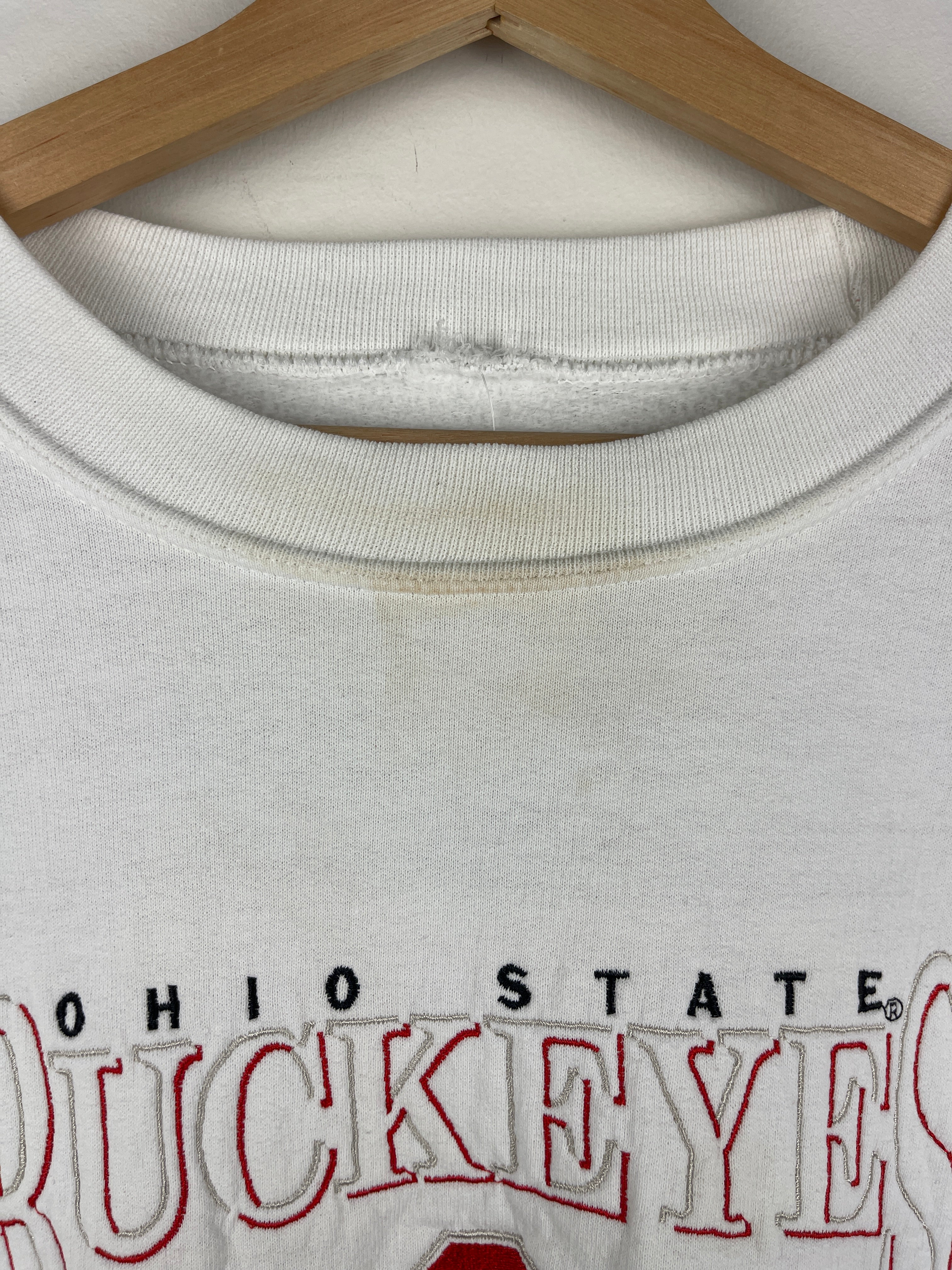 Vintage Ohio State Buckeyes University Embroidered White Crewneck - Image 4