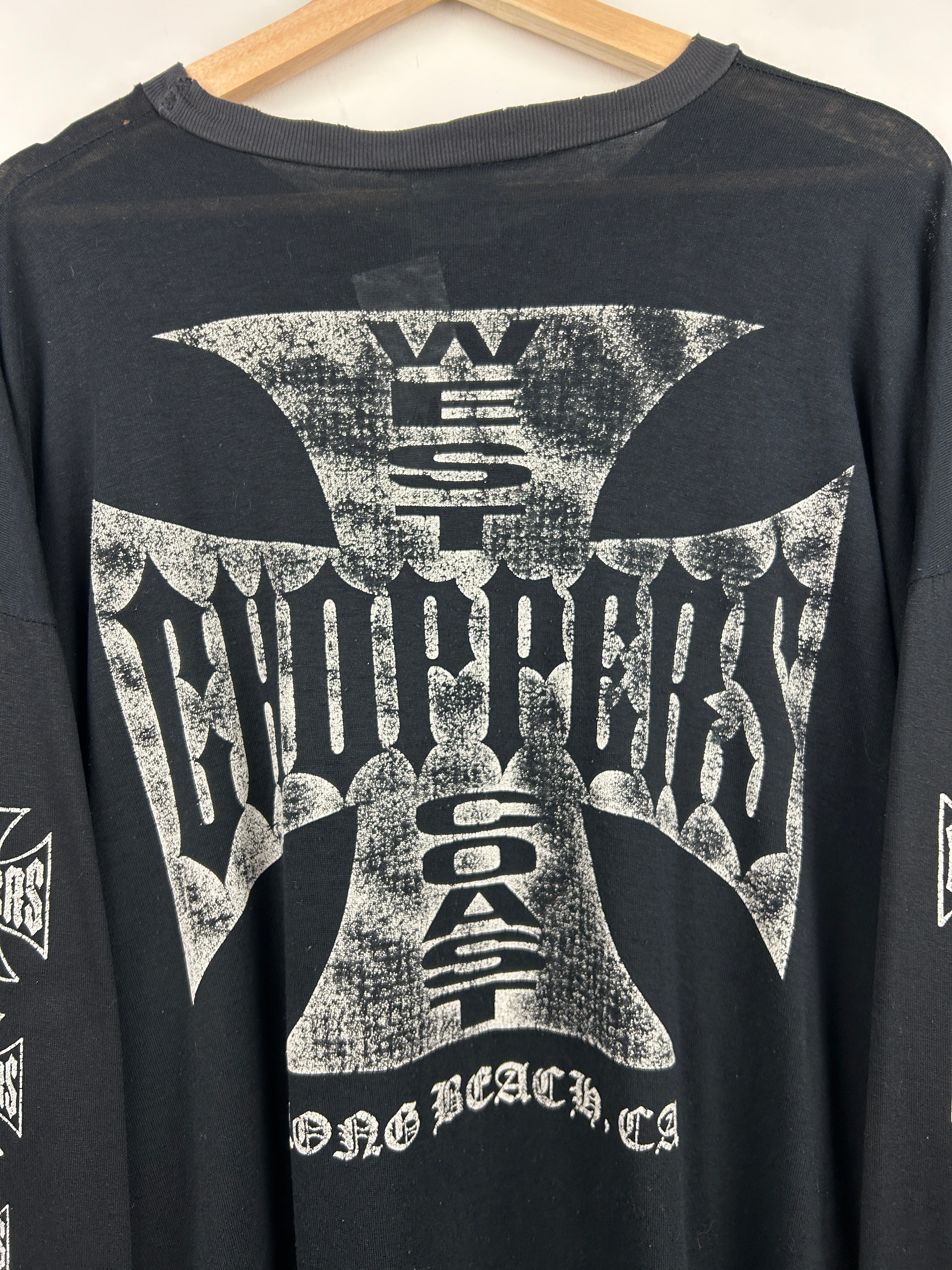 Vintage West Coast Choppers Long Beach Thrashed Black Long Sleeve - Image 3
