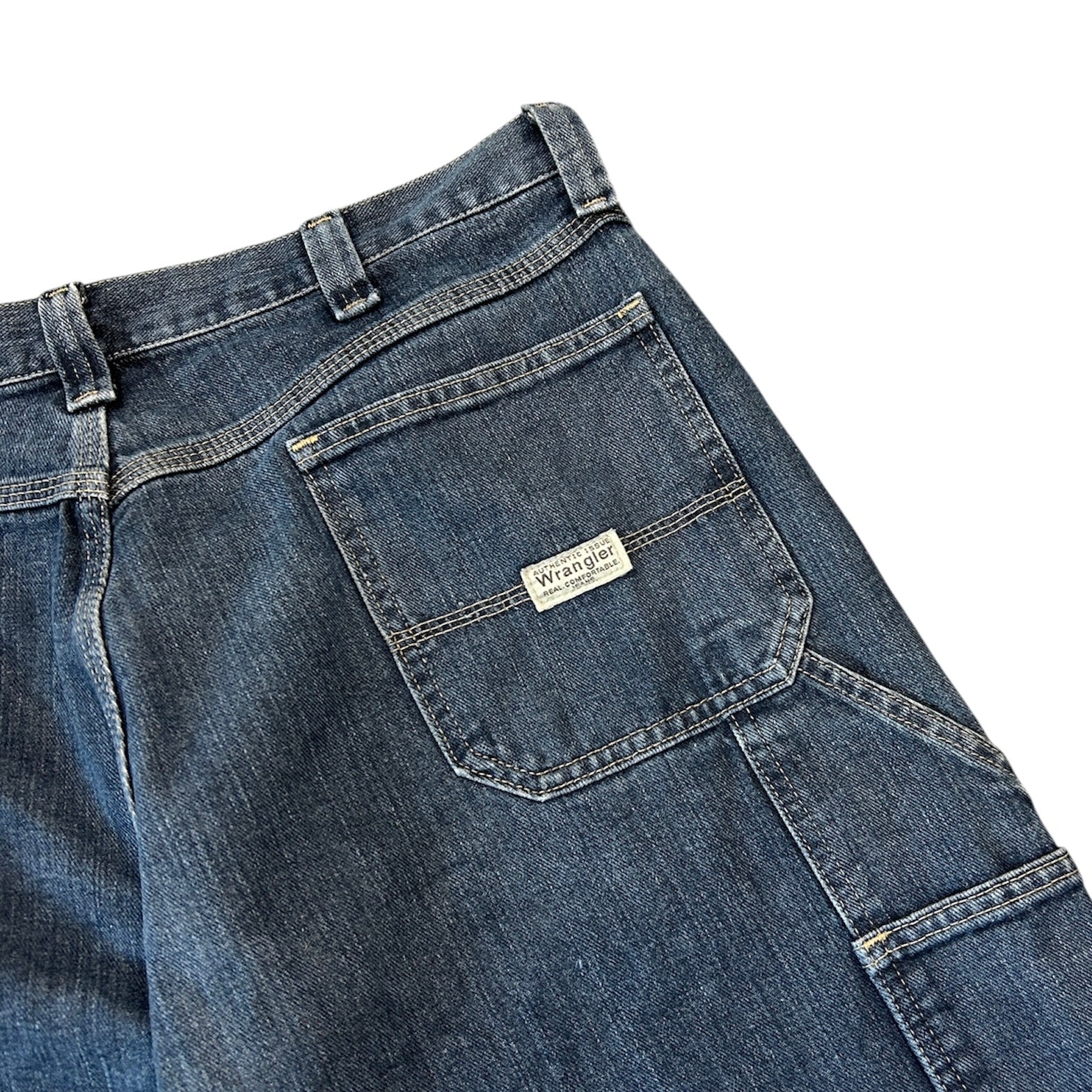Vintage Wrangler Carpenter Dark Wash Blue Denim Shorts - Image 3