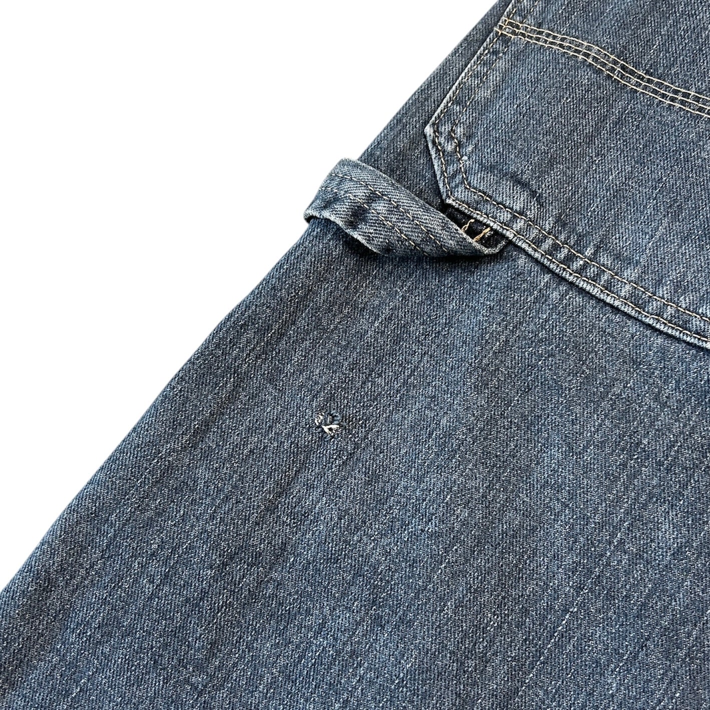 Vintage Wrangler Carpenter Dark Wash Blue Denim Shorts - Image 4